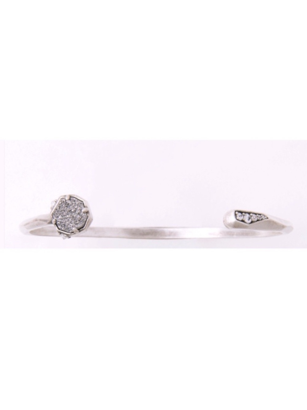 Kendra Scott Blake Bracelet Iridescent Drusy and Silver Pinch Cuff